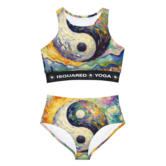 "Spectral Duality: An Impressionist Balance" - Hot Yoga Bikini Set