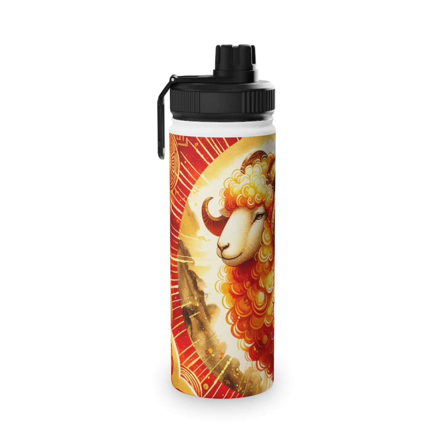 "Auspicious Gold of Divine Ewe: A Lunar New Year Revelry" - Sports Water Bottle