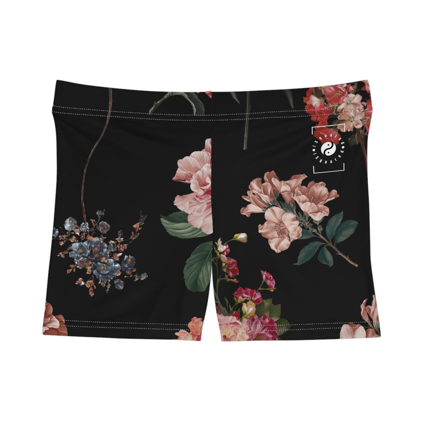 Botanicals on Black - Mini Hot Yoga Short