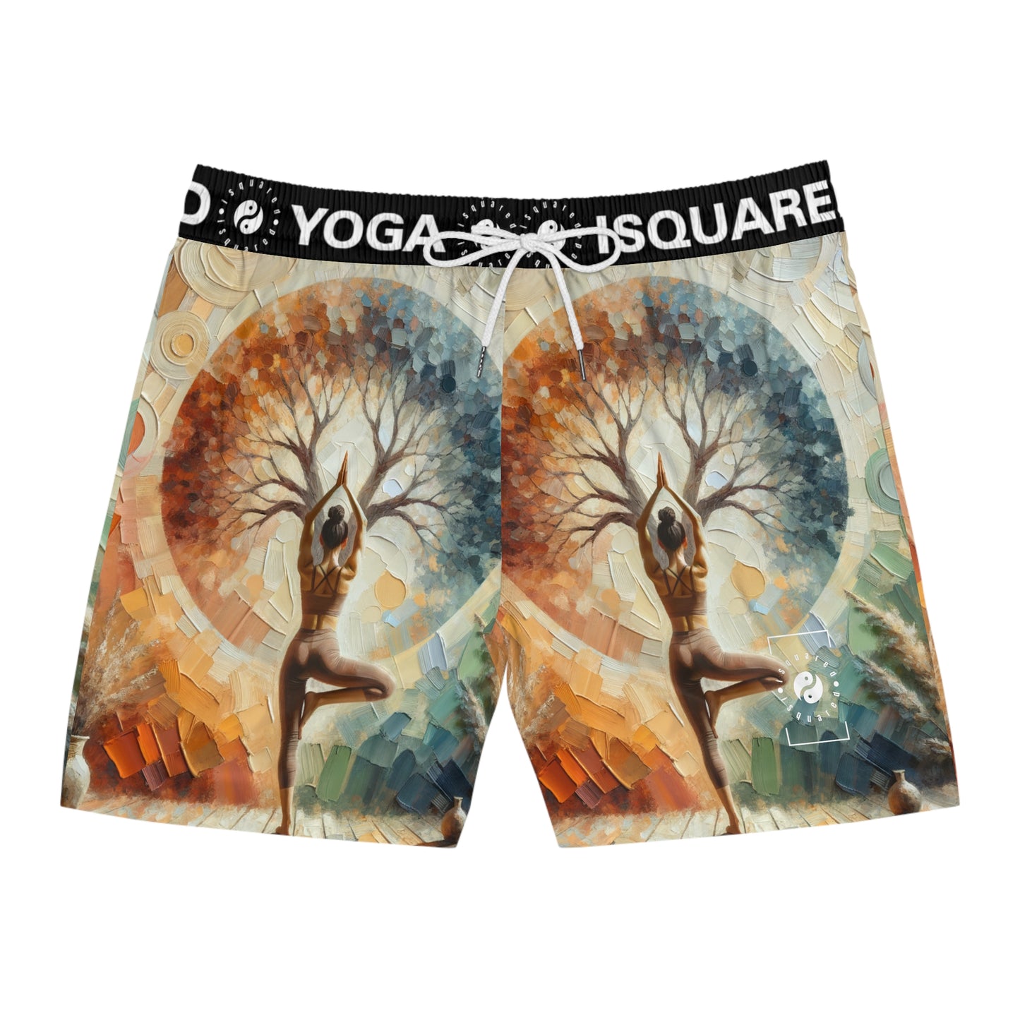 "Stability in Surrender: Vrikshasana in Harmony with Earth" - Swim Shorts (Mid-Length) for Men