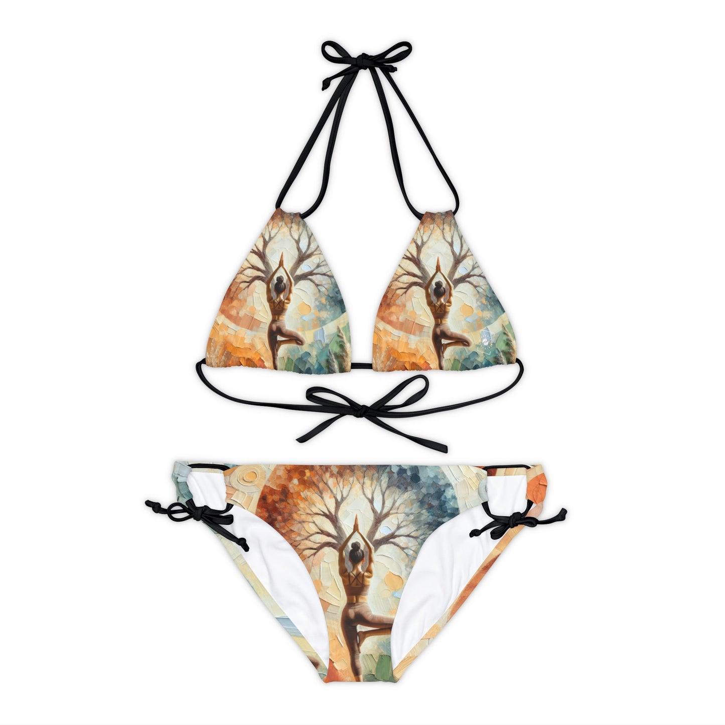 "Stability in Surrender: Vrikshasana in Harmony with Earth" - Lace-up Bikini Set