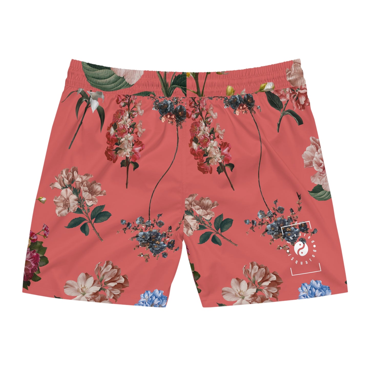 Botanicals on Coral - Swim Shorts (Mid-Length) for Men