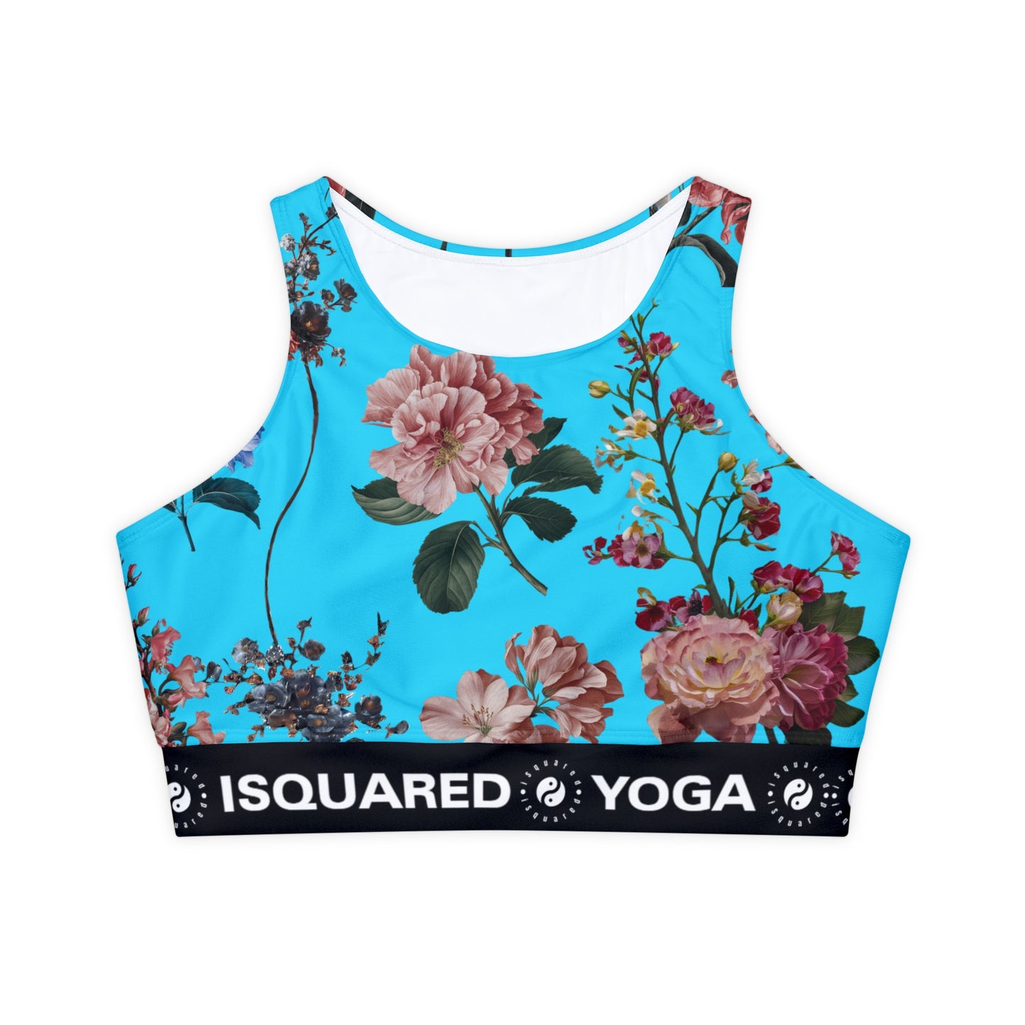 Botanicals on Azure - Lined & Padded Sports Bra