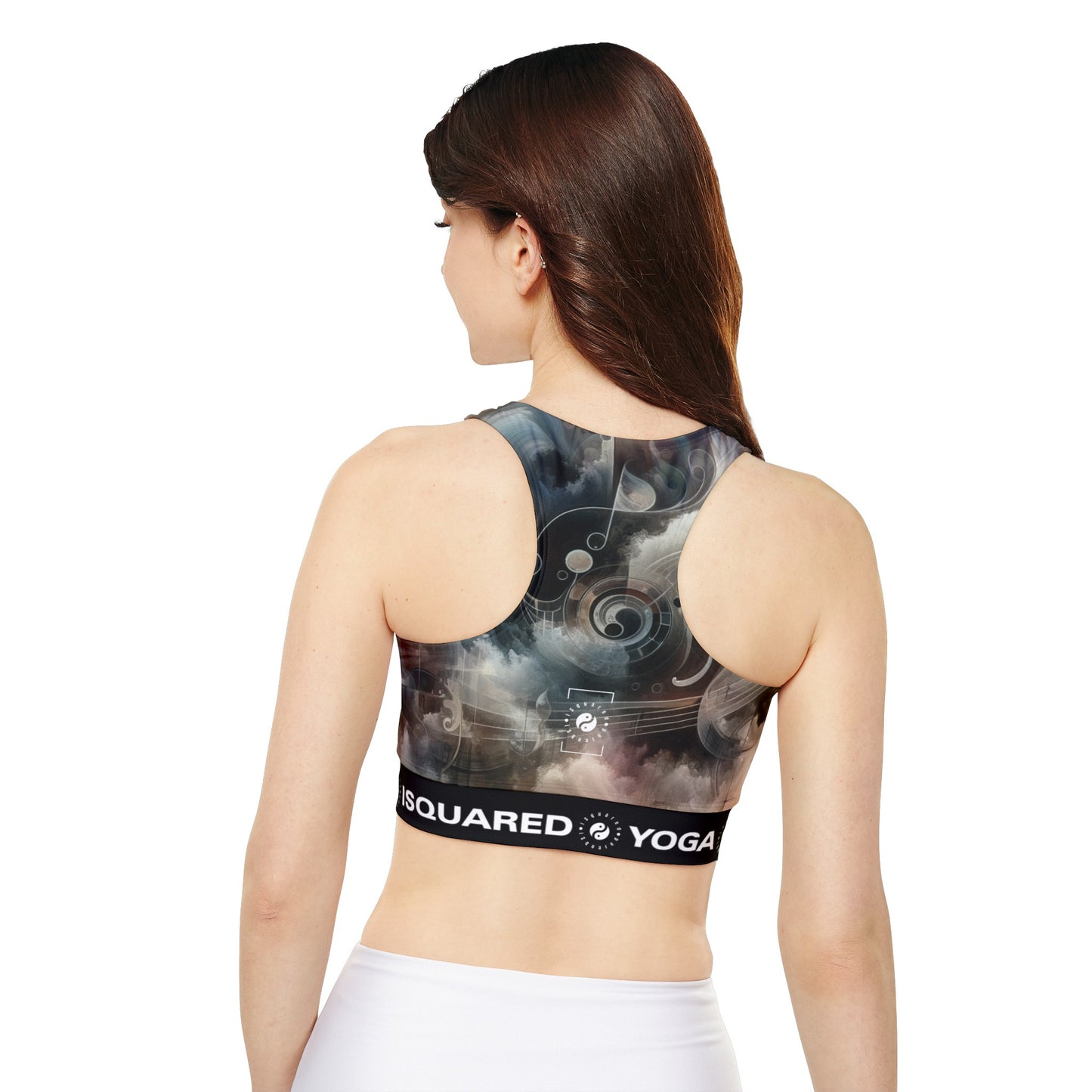"Harmony of Descent: An Abstract Ode to La Traviata" - Lined & Padded Sports Bra