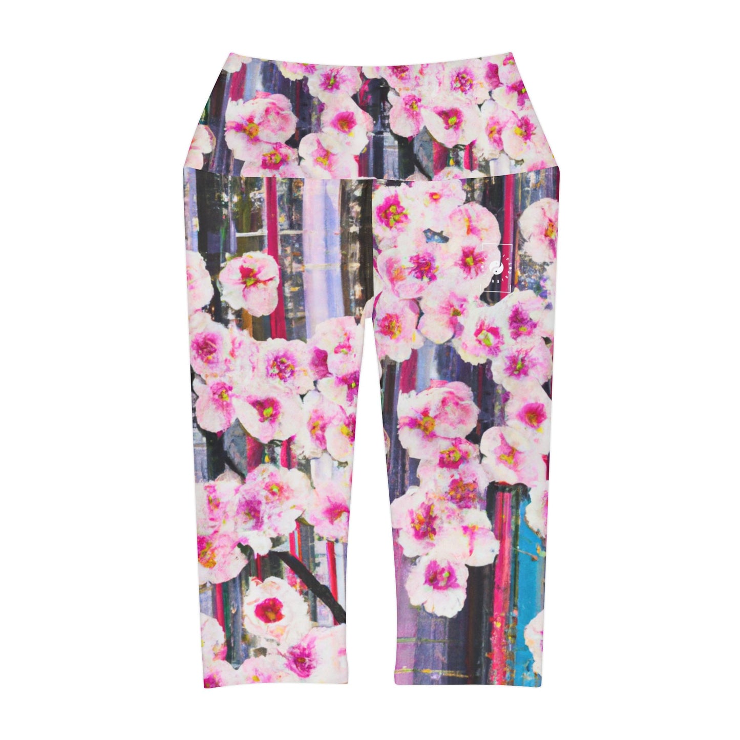 Abstract Bloom 05 - High Waisted Capri Leggings