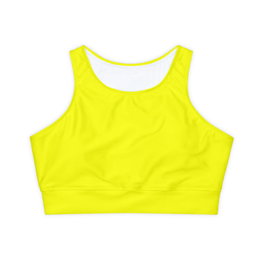 Neon Yellow FFFF00 - Lined & Padded Sports Bra