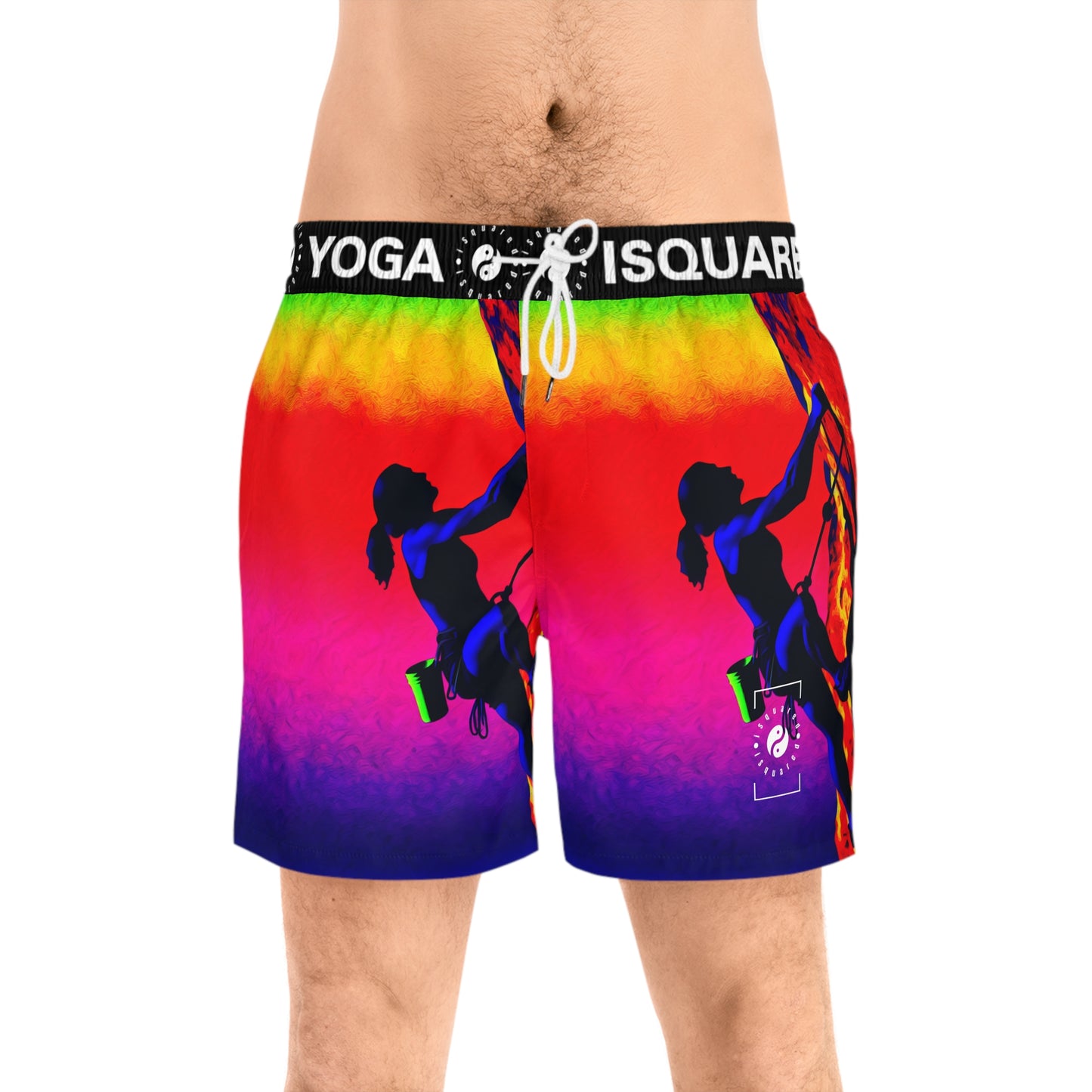 "Technicolour Ascent: The Digital Highline" - Swim Shorts (Mid-Length) for Men