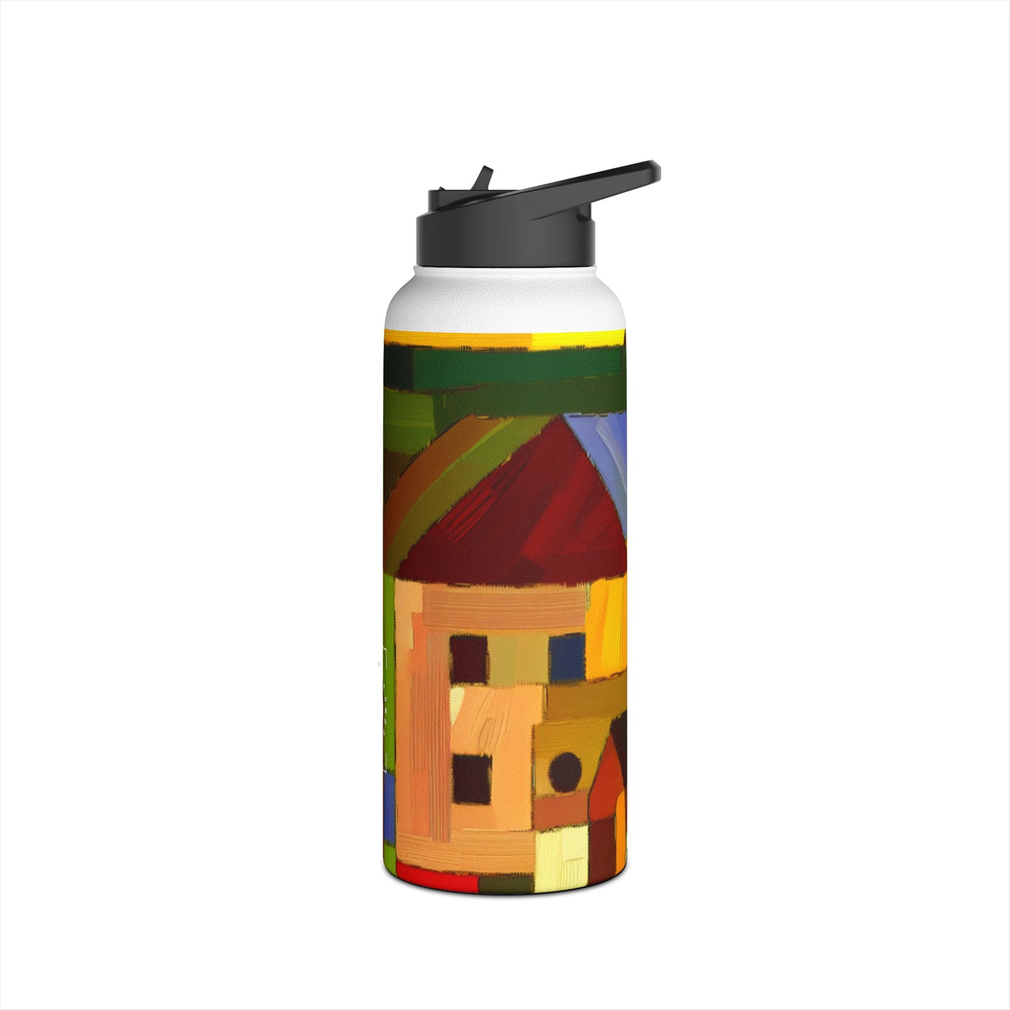 "Earthen Adobes in Hues of Hundertwasser" - Water Bottle