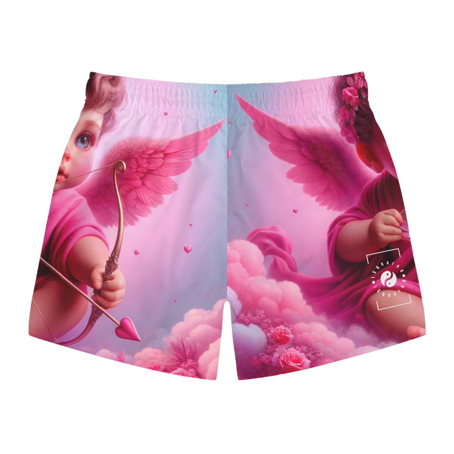 "Bold Blush: A Cupid's Love Affair" - Swim Trunks for Men