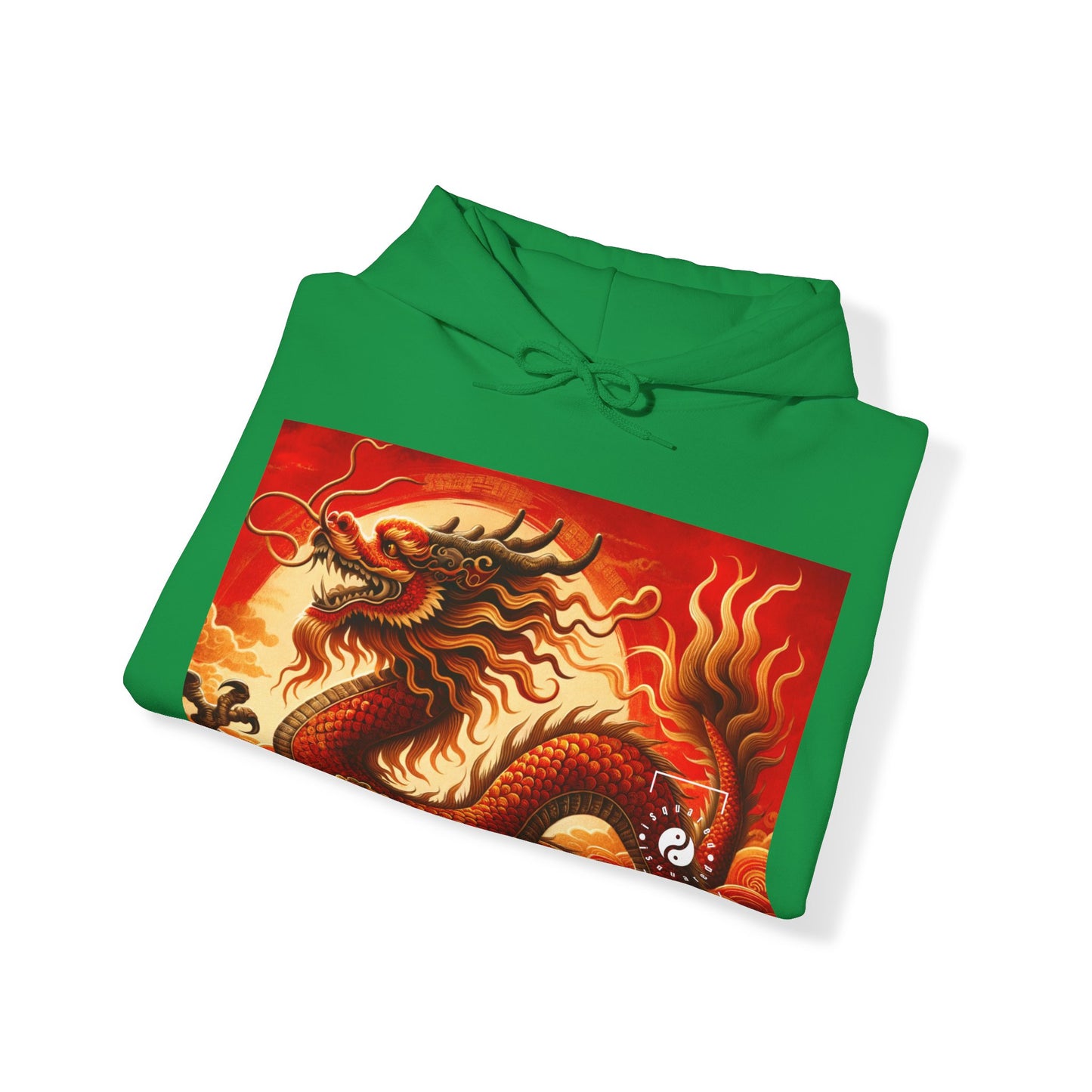 "Golden Dragon Dance in the Crimson Twilight" - Hoodie