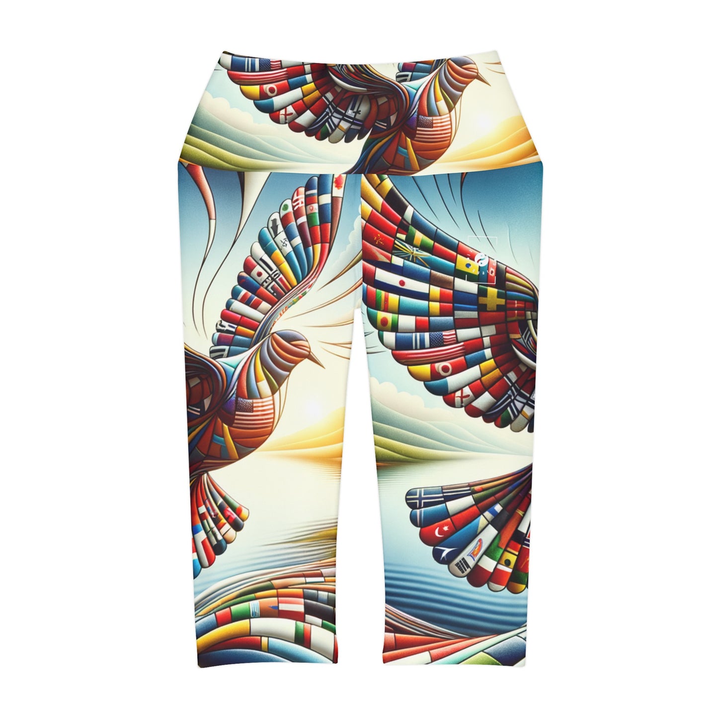 "Global Tapestry of Tranquility" - High Waisted Capri Leggings