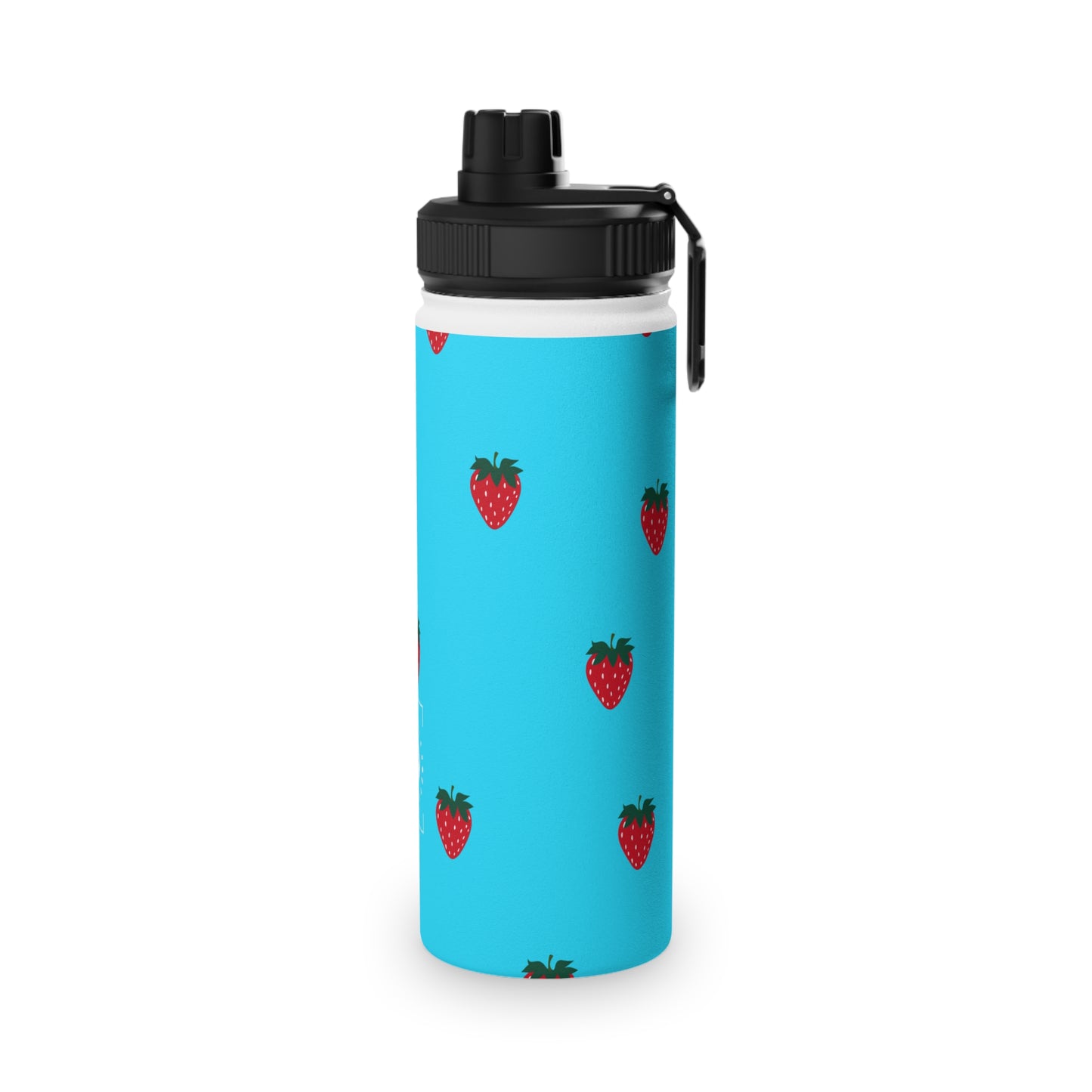 #22DEFF Light Blue + Strawberry - Sports Water Bottle