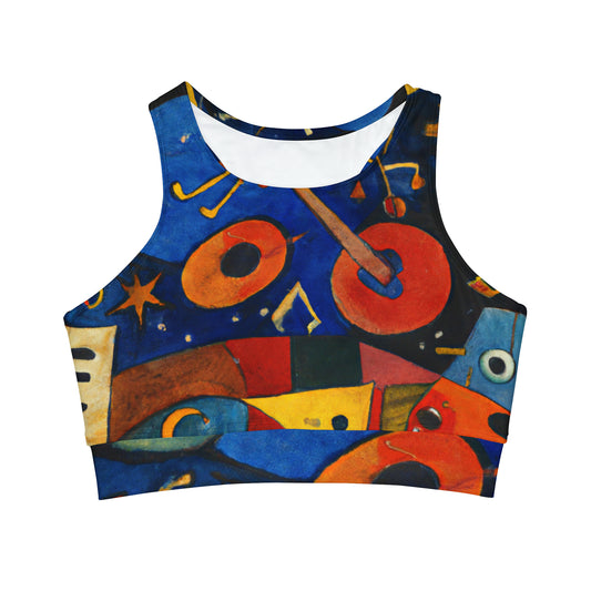 Melodic Abstractions: A Kandinskian Orchestra - High Neck Crop Top