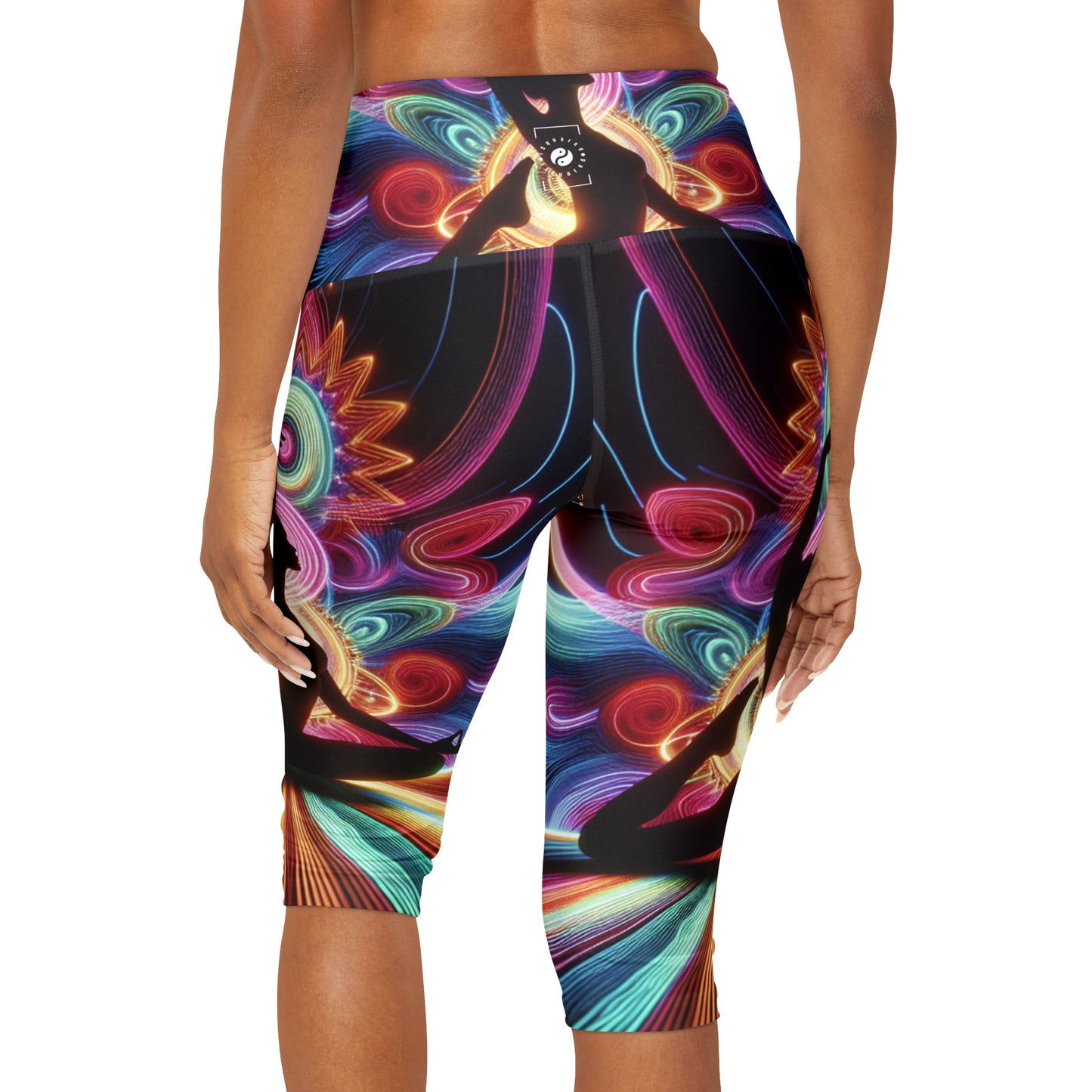 "Neon Zenith: Chromatic Balance" - High Waisted Capri Leggings