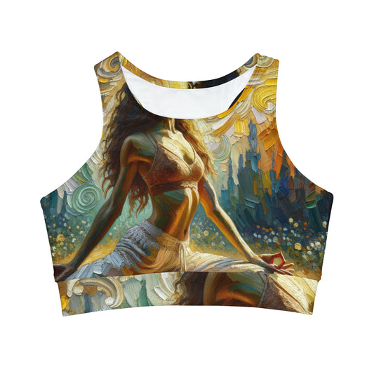"Golden Warrior: A Tranquil Harmony" - High Neck Crop Top