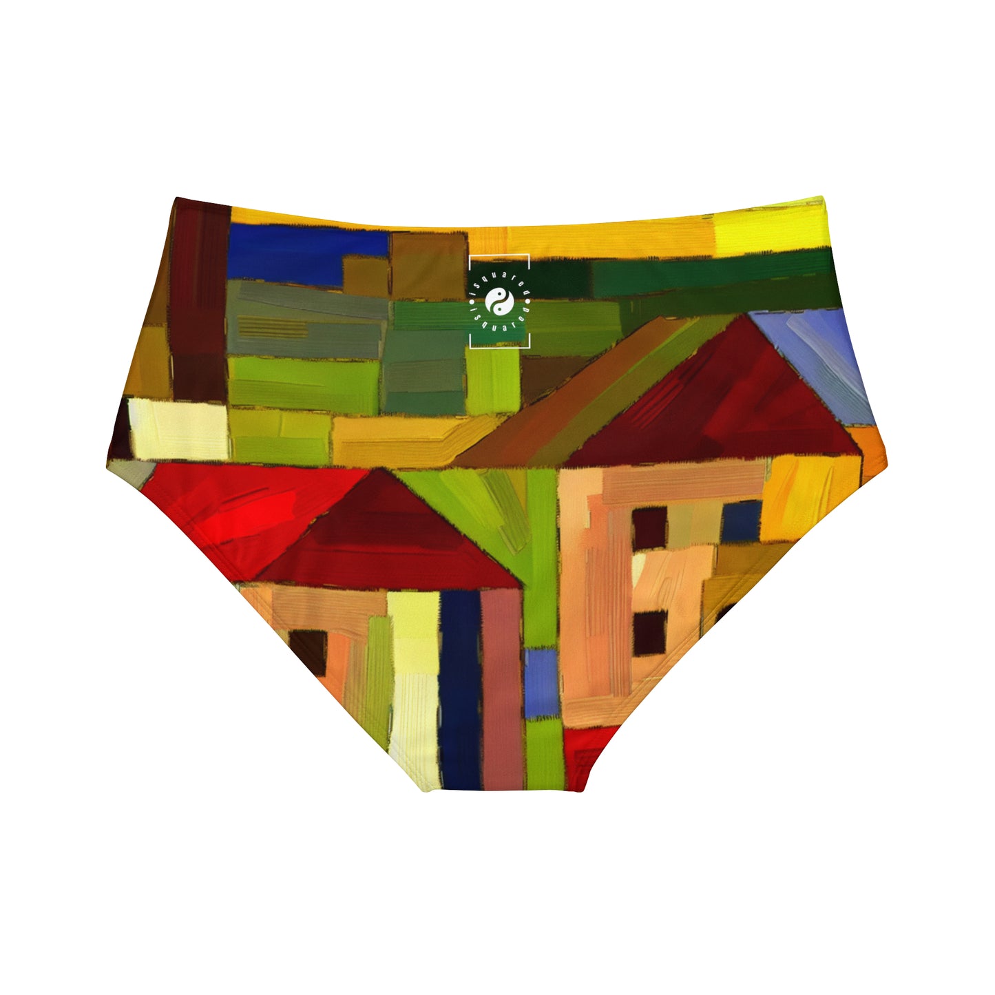 « Adobes de terre dans les teintes de Hundertwasser » - Bas de bikini taille haute