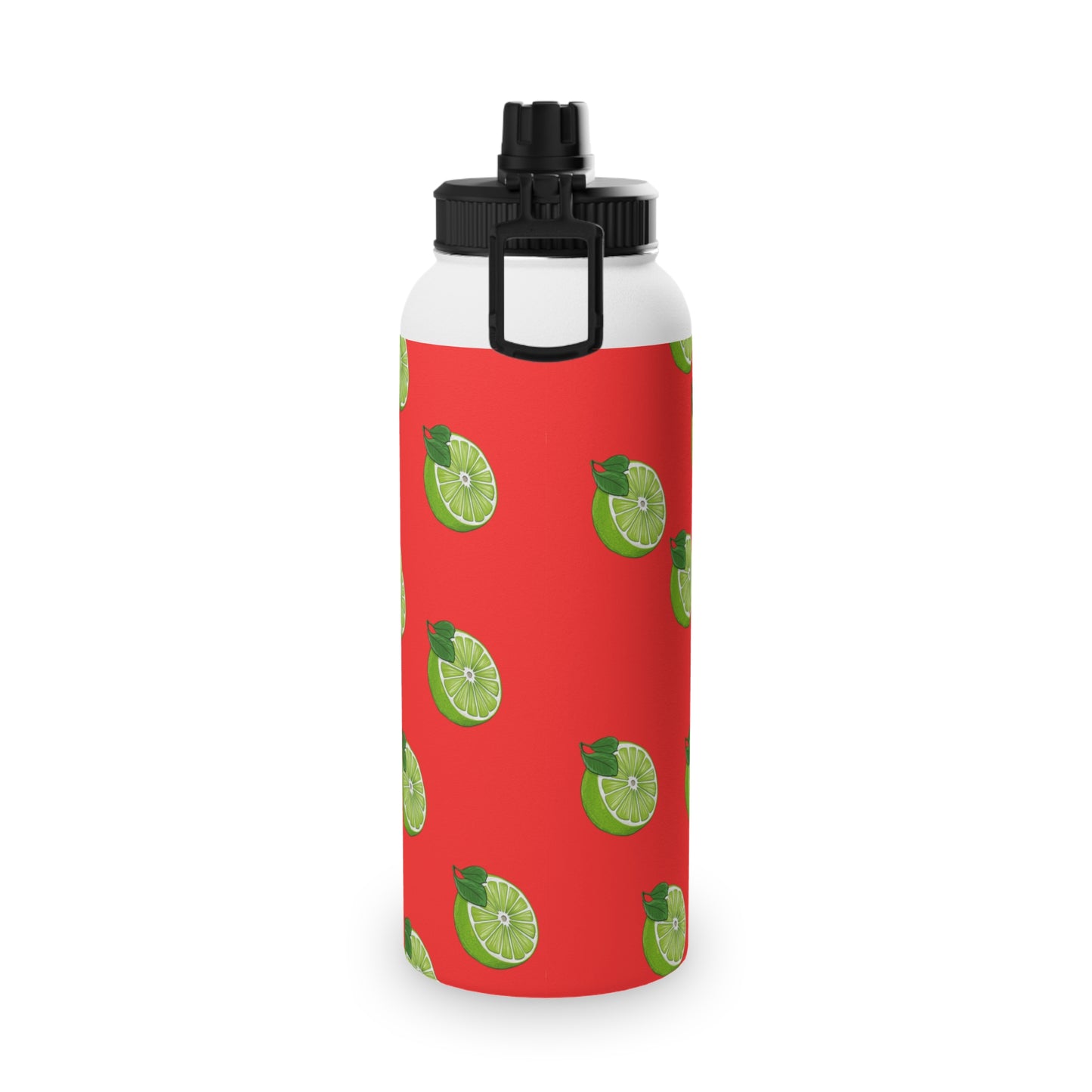 #FF3131 Bright Orange + Lime - Sports Water Bottle