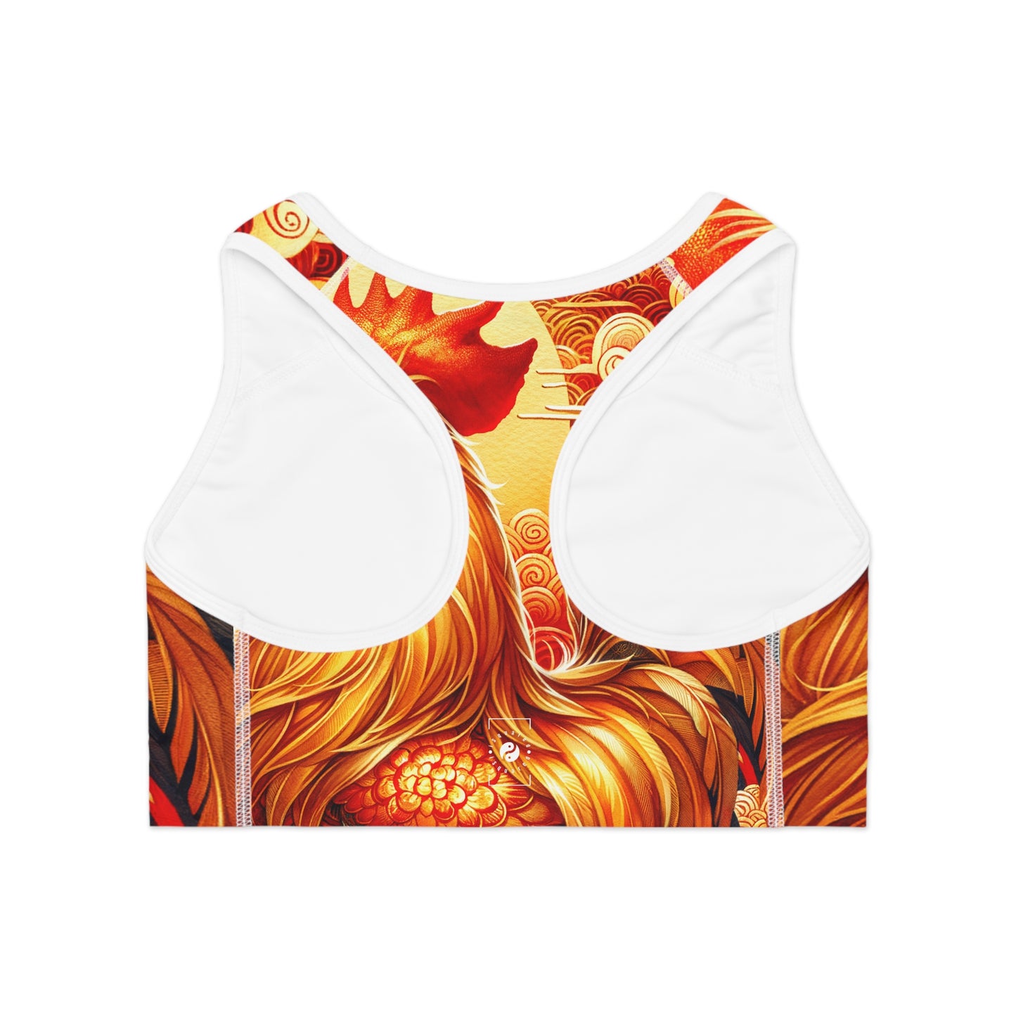 "Crimson Dawn: The Golden Rooster's Rebirth" - High Performance Sports Bra