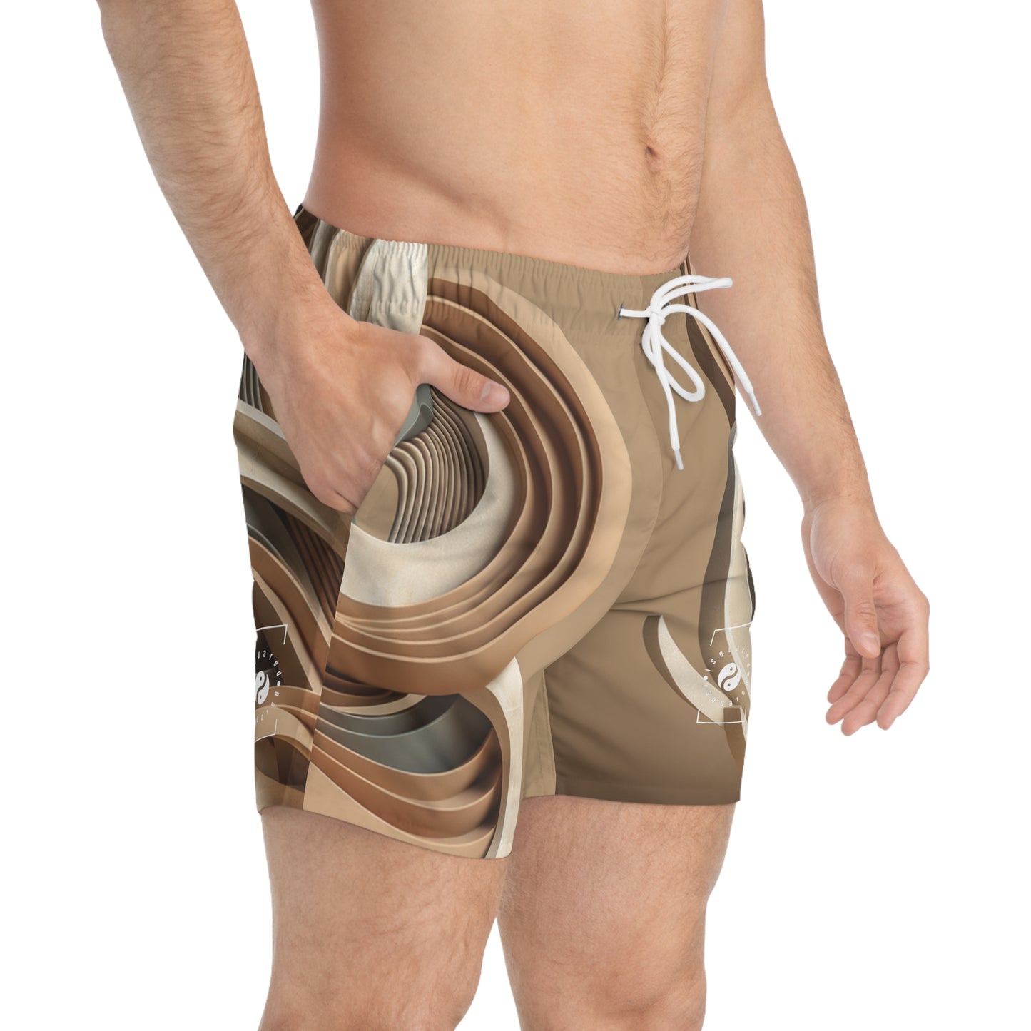 "Hepworth Hues: An Earth Tone Symphony" - Swim Trunks for Men