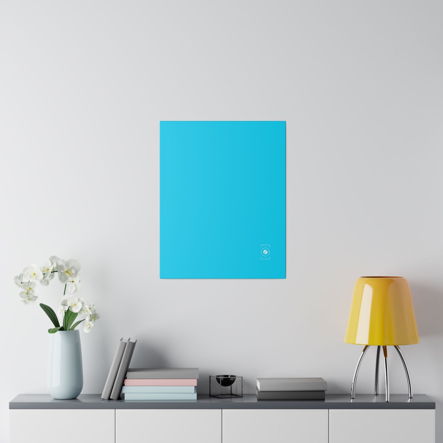 #04D9FF  Neon Blue - Art Print Canvas
