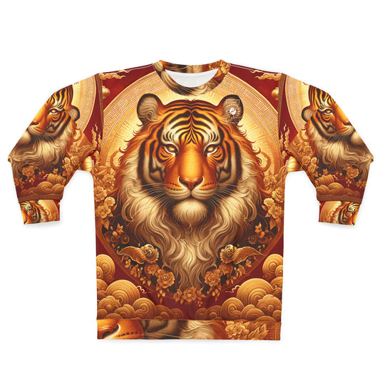 "Majesté dorée : Ascension du Tigre Lunaire" - Sweat-shirt unisexe