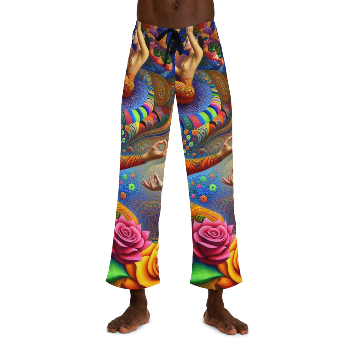 "Kahlo-Kusama Blossom Asanas: A Surreal Yoga Symphony" - men's Lounge Pants