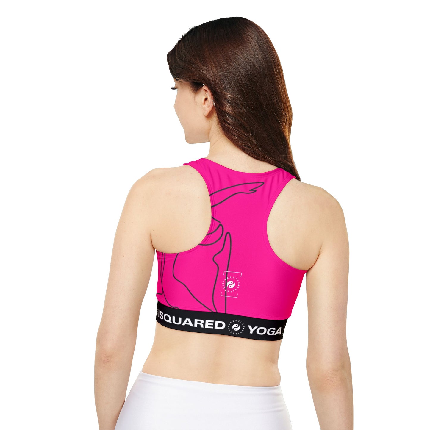 Line Art Pigeon Pose - Lined & Padded Sports Bra