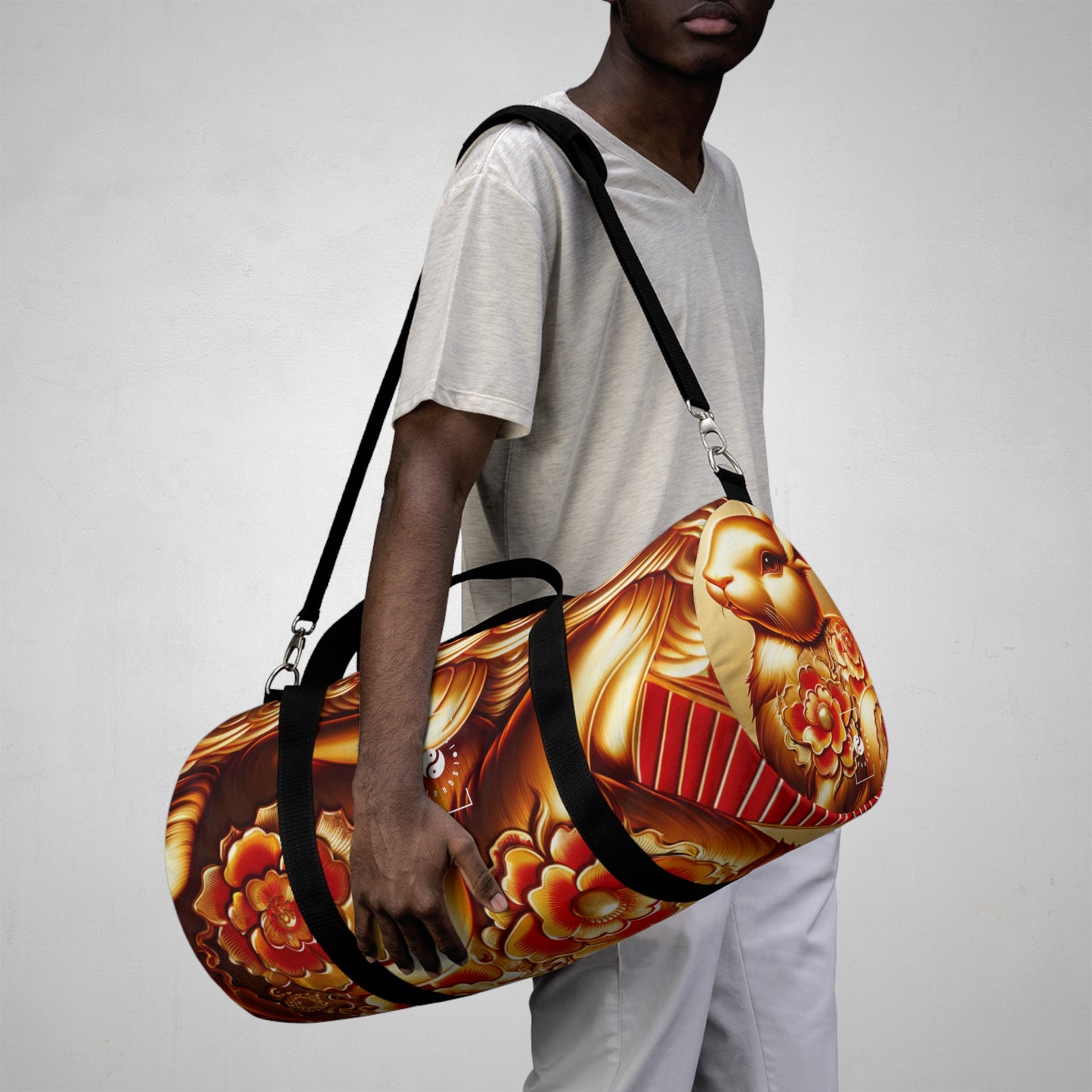 "Golden Blessings: Lunar Rabbit's Resplendence" - Duffle Bag