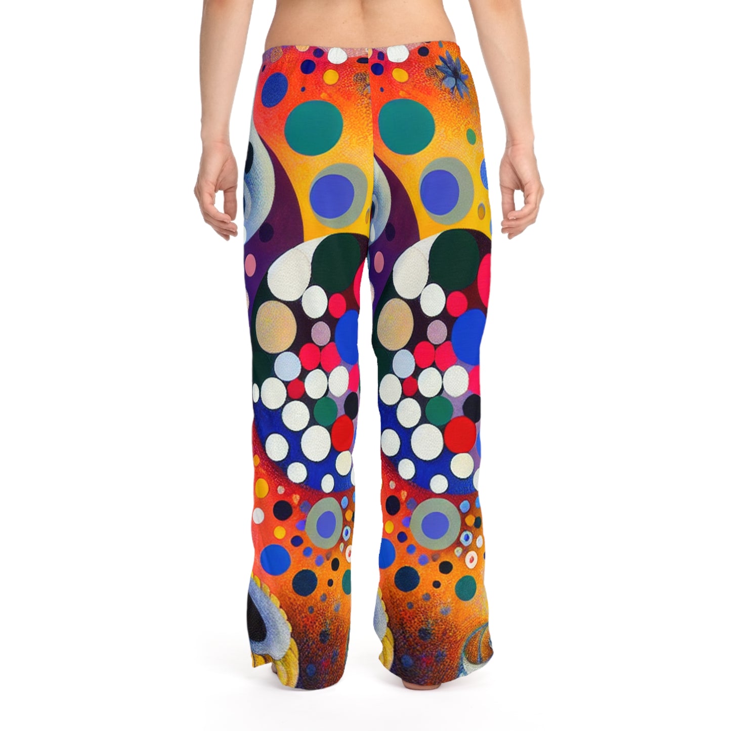 "Pétales de polka dans le surréalisme yogique : un hommage artistique à Kusama et Kahlo" - Pantalons de détente pour femmes