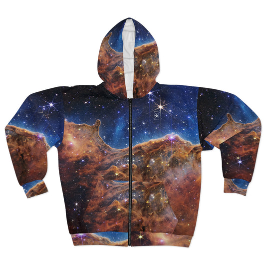 “Cosmic Cliffs” in the Carina Nebula (NIRCam Image) - JWST Collection - Zip Hoodie