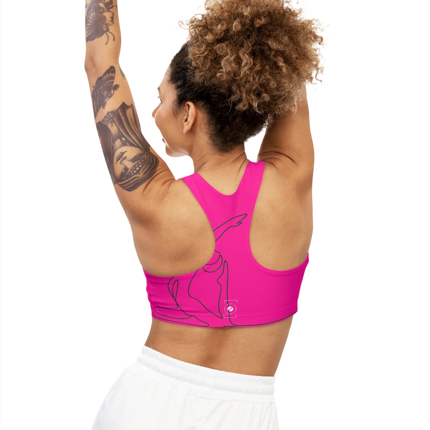 Line Art Pigeon Pose - Seamless Sports Bra