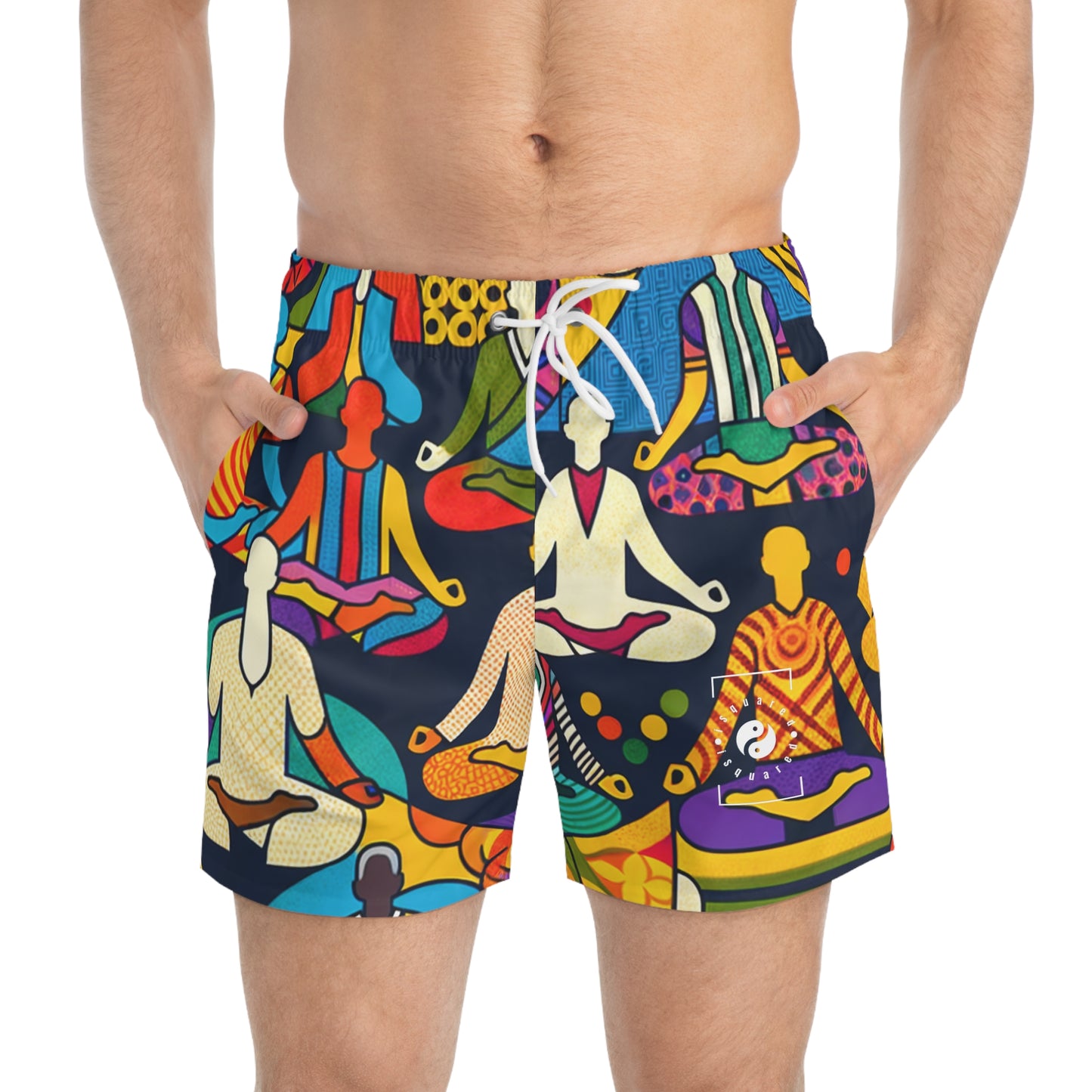 "Vibrant Sadana: Unleashing the Prana in Nouveau Réalité" - Swim Trunks for Men