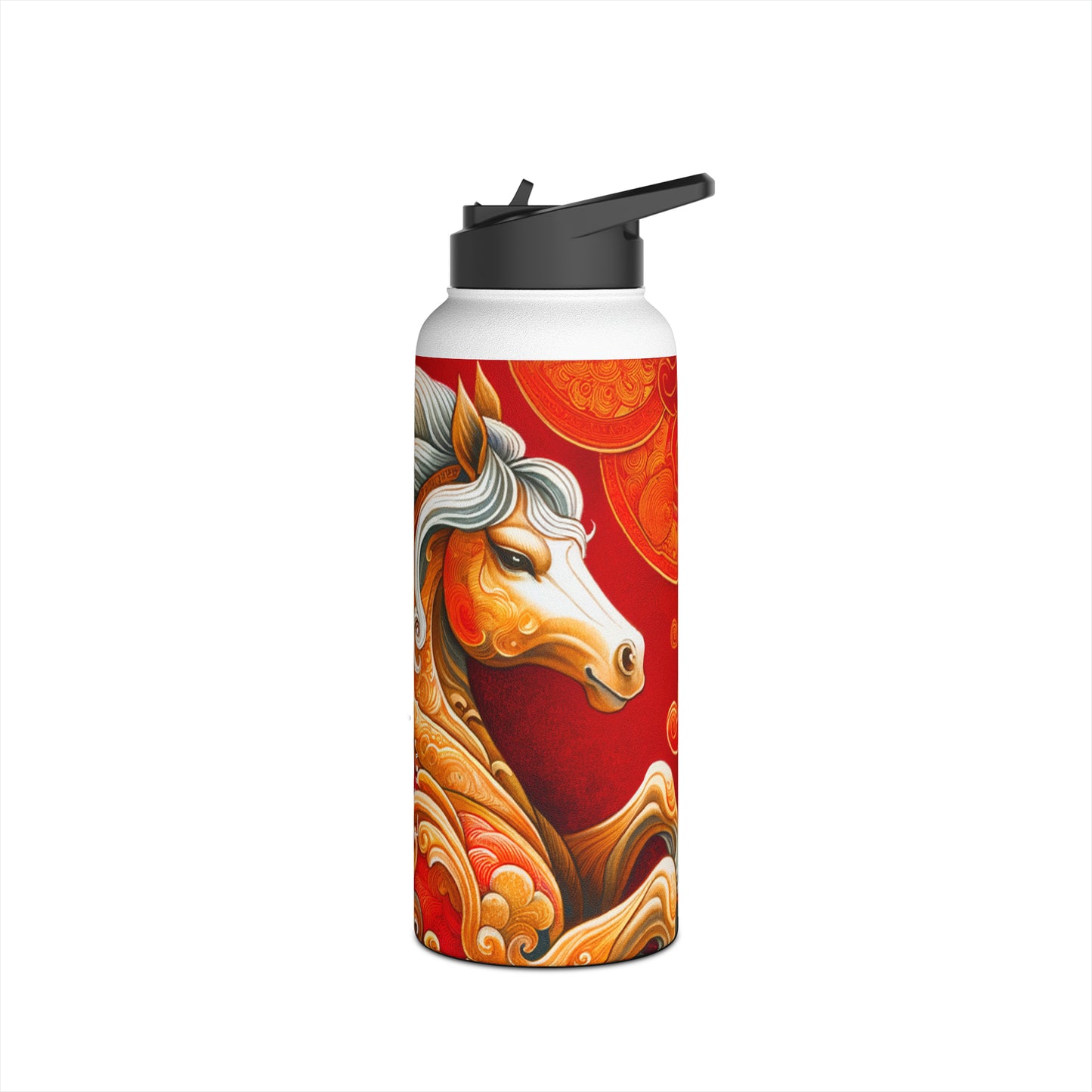 "Gold Gallop on Vermilion Vista: A Lunar New Year’s Ode" - Water Bottle