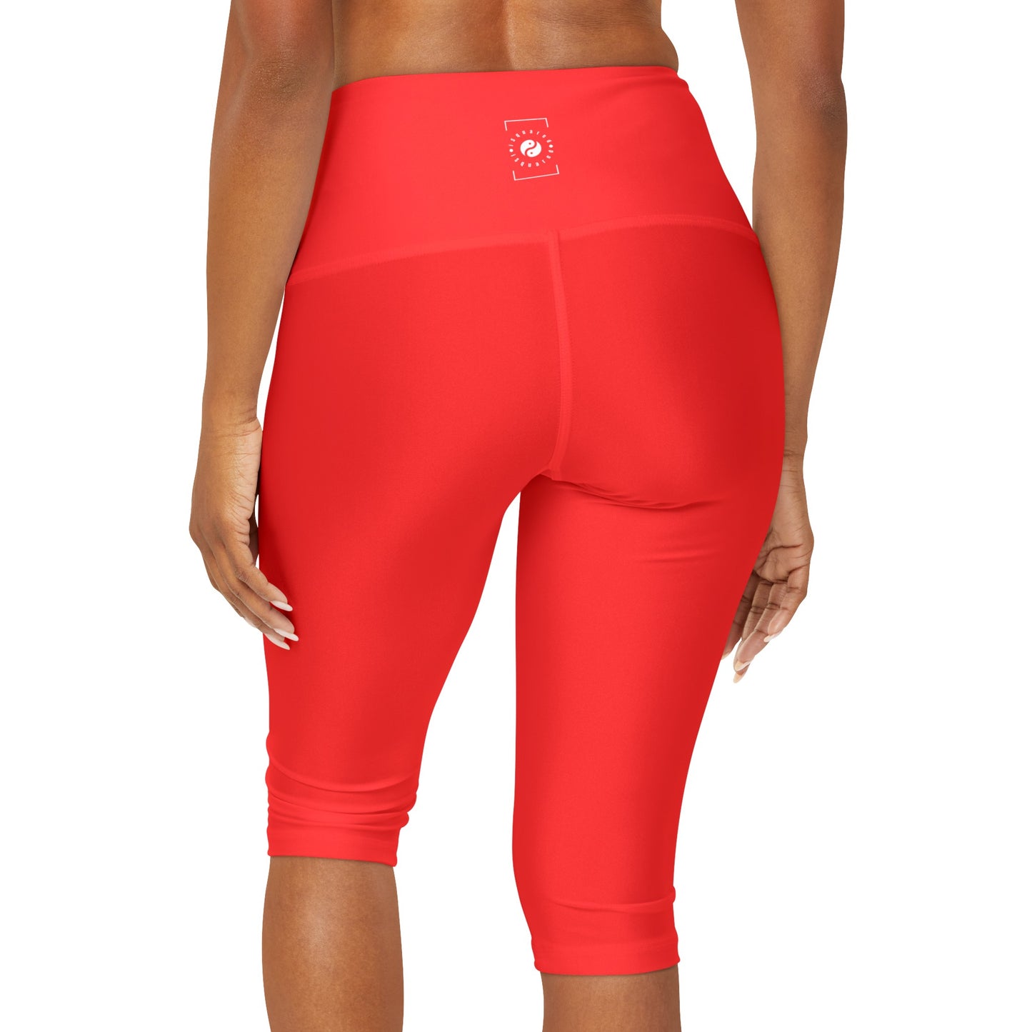 Bright Red FF3131 - High Waisted Capri Leggings