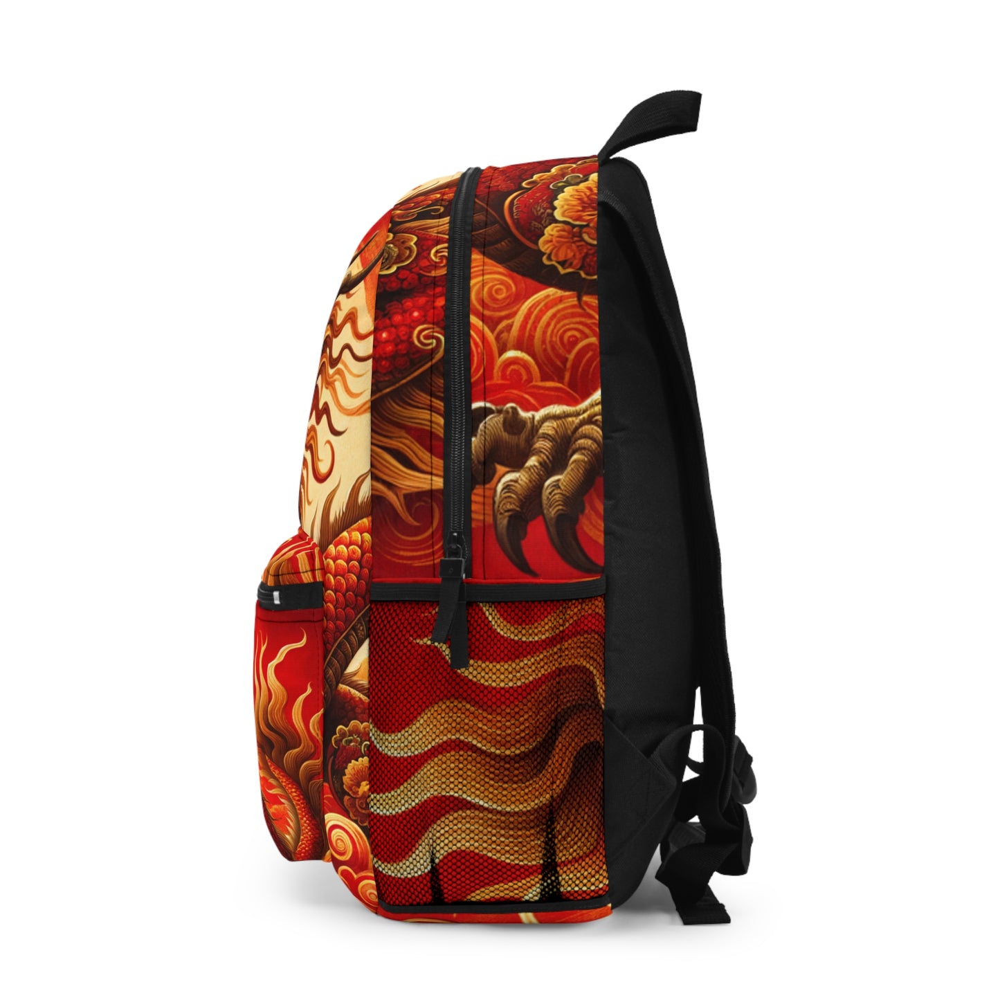 "Golden Dragon Dance in the Crimson Twilight" - Backpack