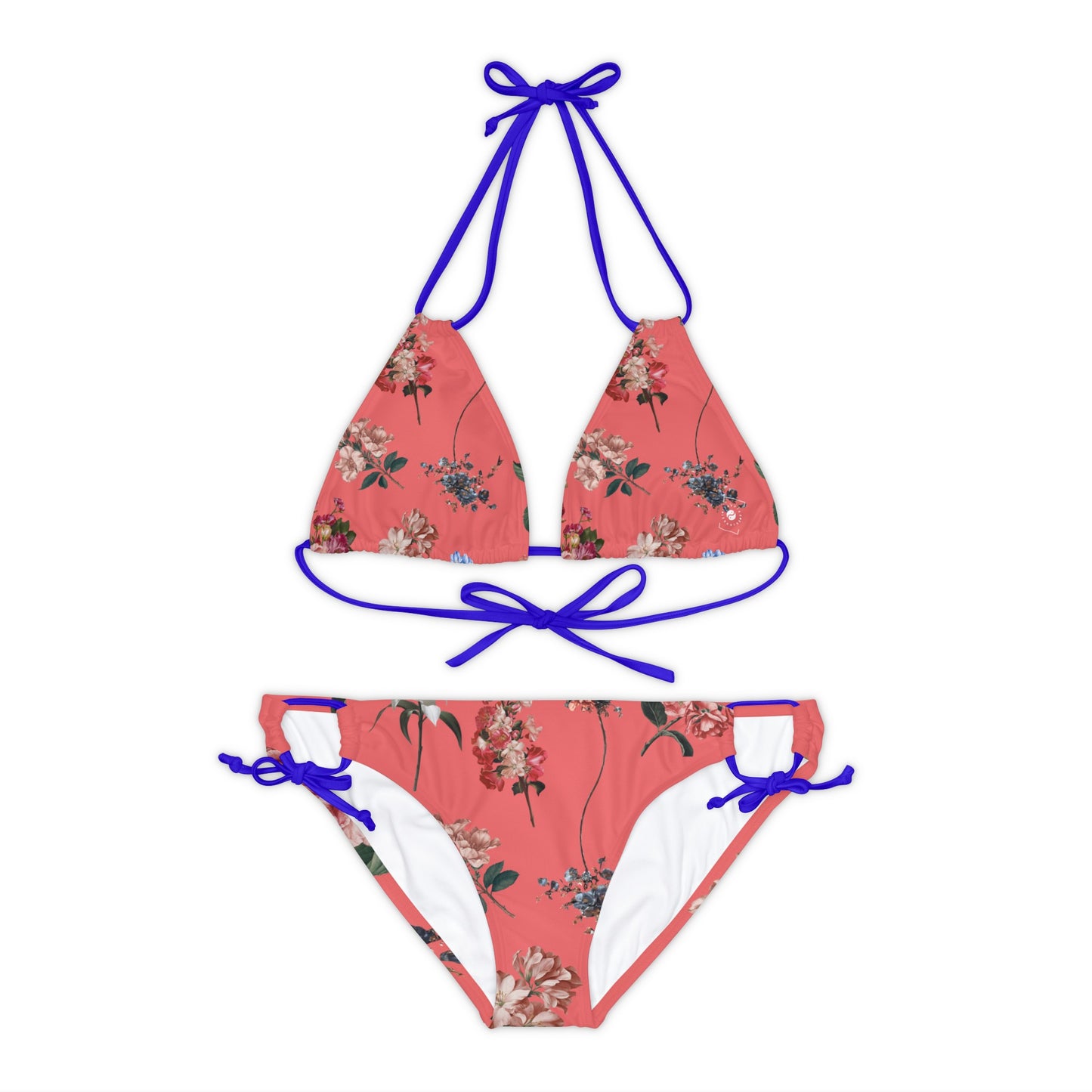 Botanicals on Coral - Lace-up Bikini Set