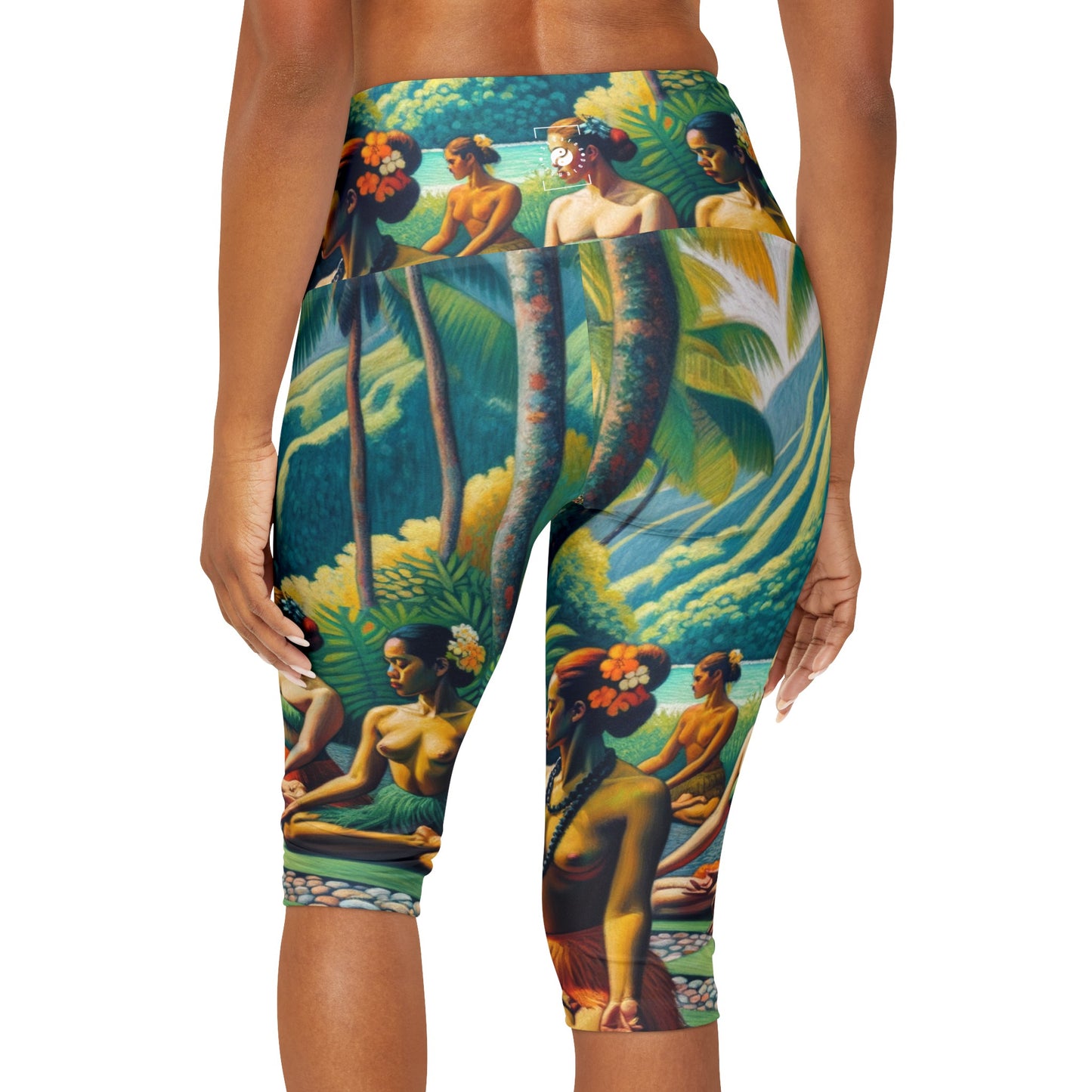 "Tranquilité tahitienne - Legging Capri Taille Haute