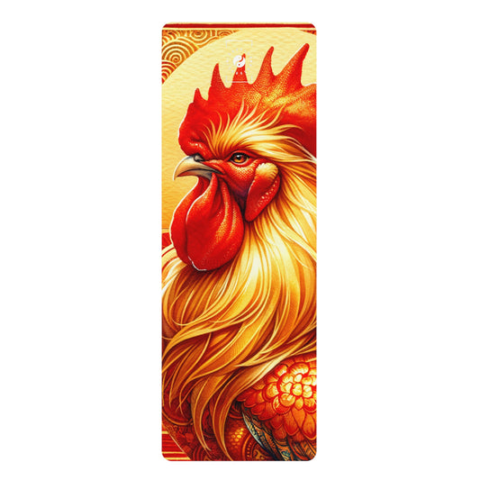 "Crimson Dawn: The Golden Rooster's Rebirth" - Yoga Mat