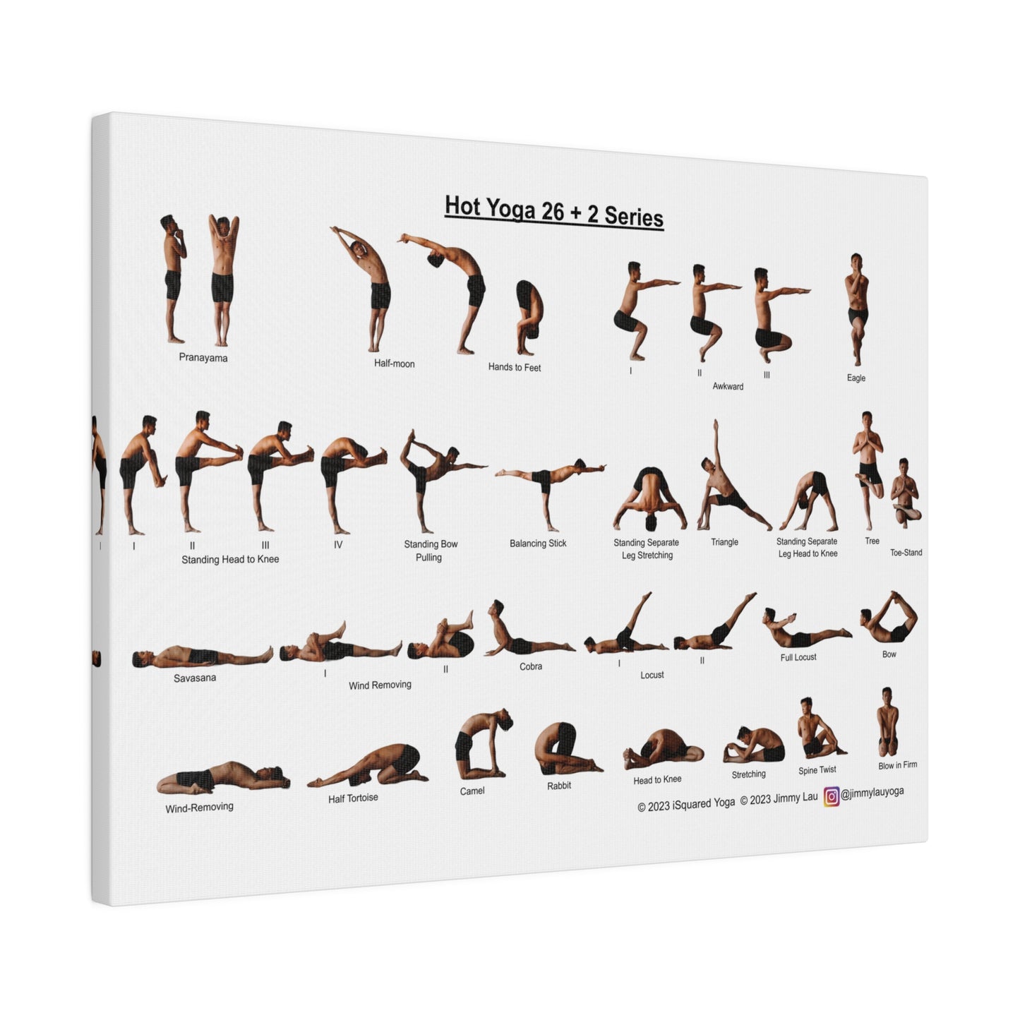 熱瑜珈 26+2 練習卡優質印刷帆布