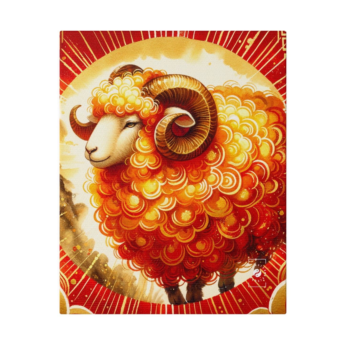 Auspicious Gold of Divine Ewe: A Lunar New Year Art Print Canvas