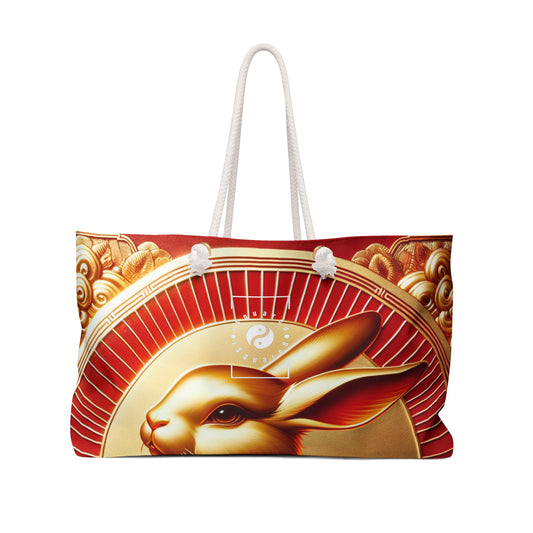 "Golden Blessings: Lunar Rabbit's Resplendence" - Casual Yoga Bag