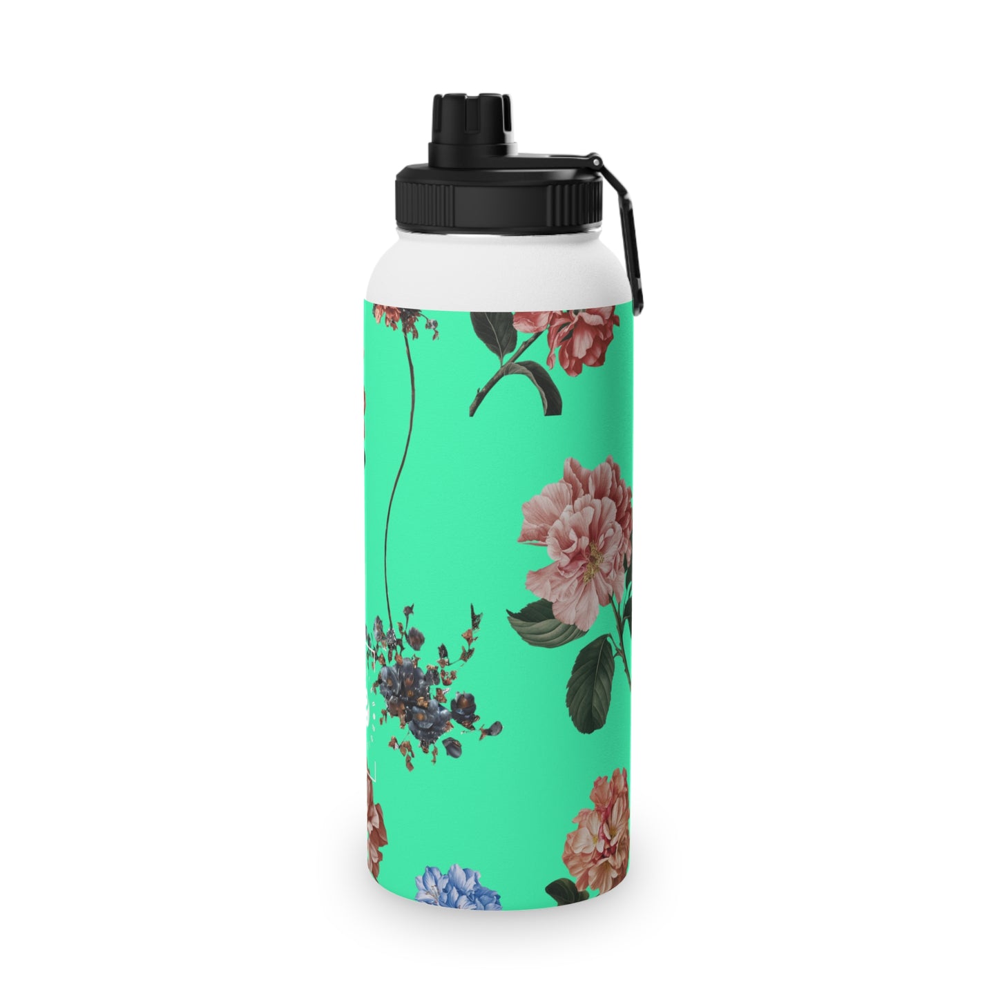 Botanicals on Turquoise - Sports Water Bottle