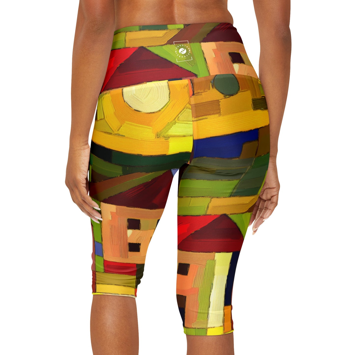 "Earthen Adobes in Hues of Hundertwasser" - High Waisted Capri Leggings