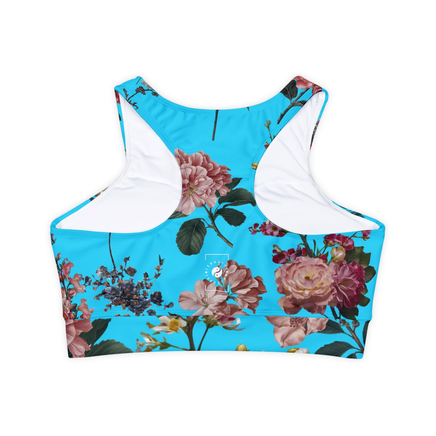 Botanicals on Azure - Lined & Padded Sports Bra