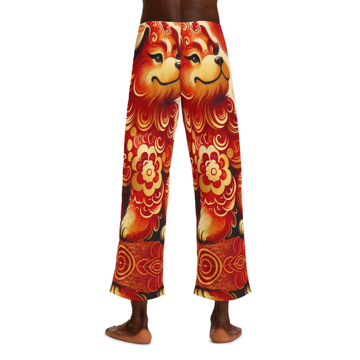 "Golden Canine Emissary on Crimson Tide: A Chinese New Year Odyssey" - men's Lounge Pants