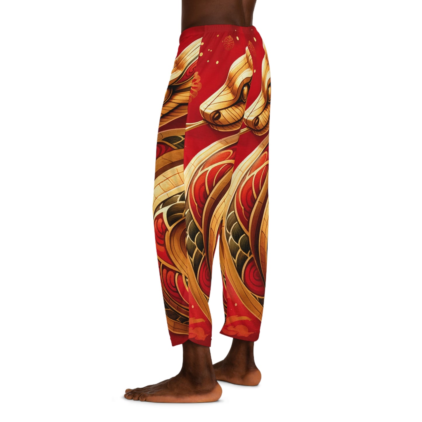 "Crimson Serenity: The Golden Snake" - men's Lounge Pants