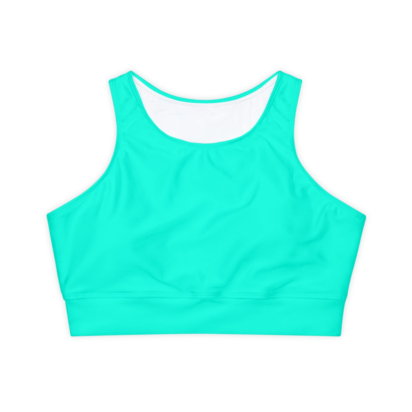 Neon Teal #11ffe3 - Lined & Padded Sports Bra