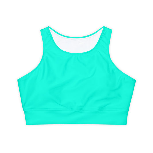 Neon Teal #11ffe3 - Lined & Padded Sports Bra