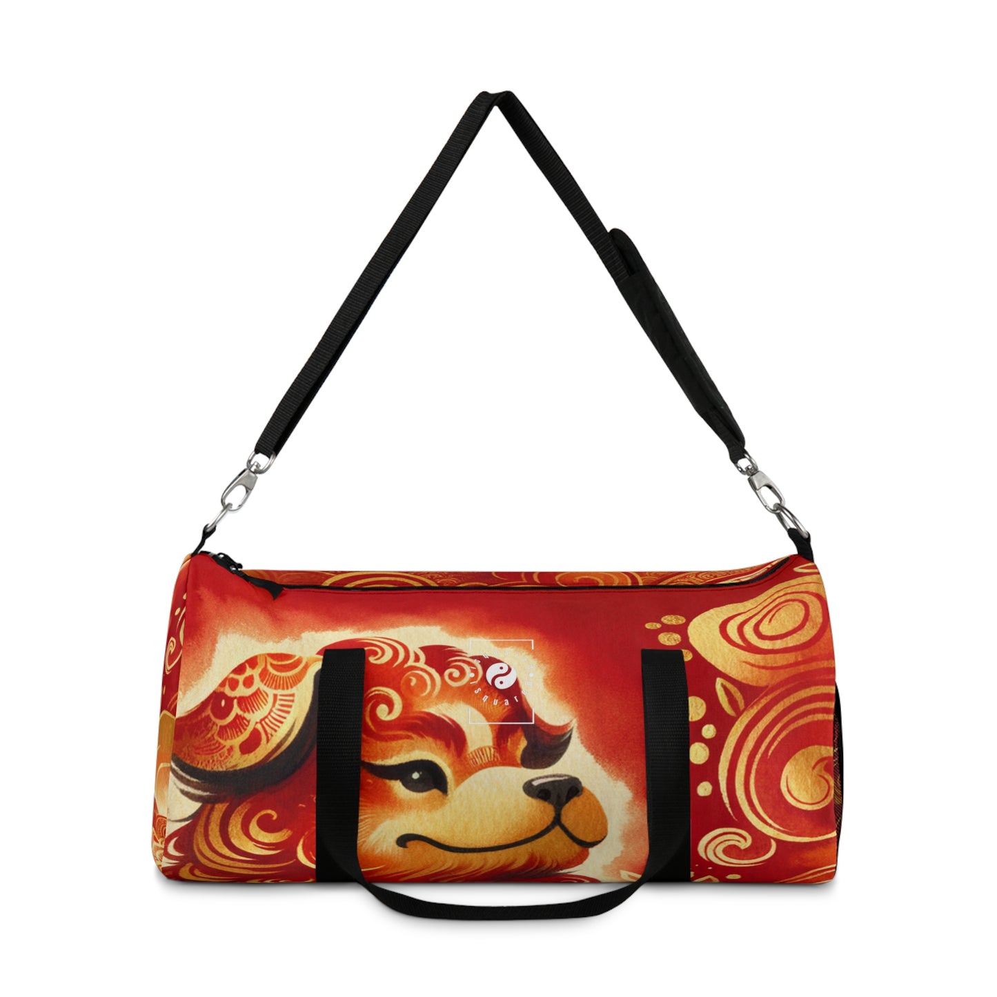 "Golden Canine Emissary on Crimson Tide: A Chinese New Year Odyssey" - Duffle Bag