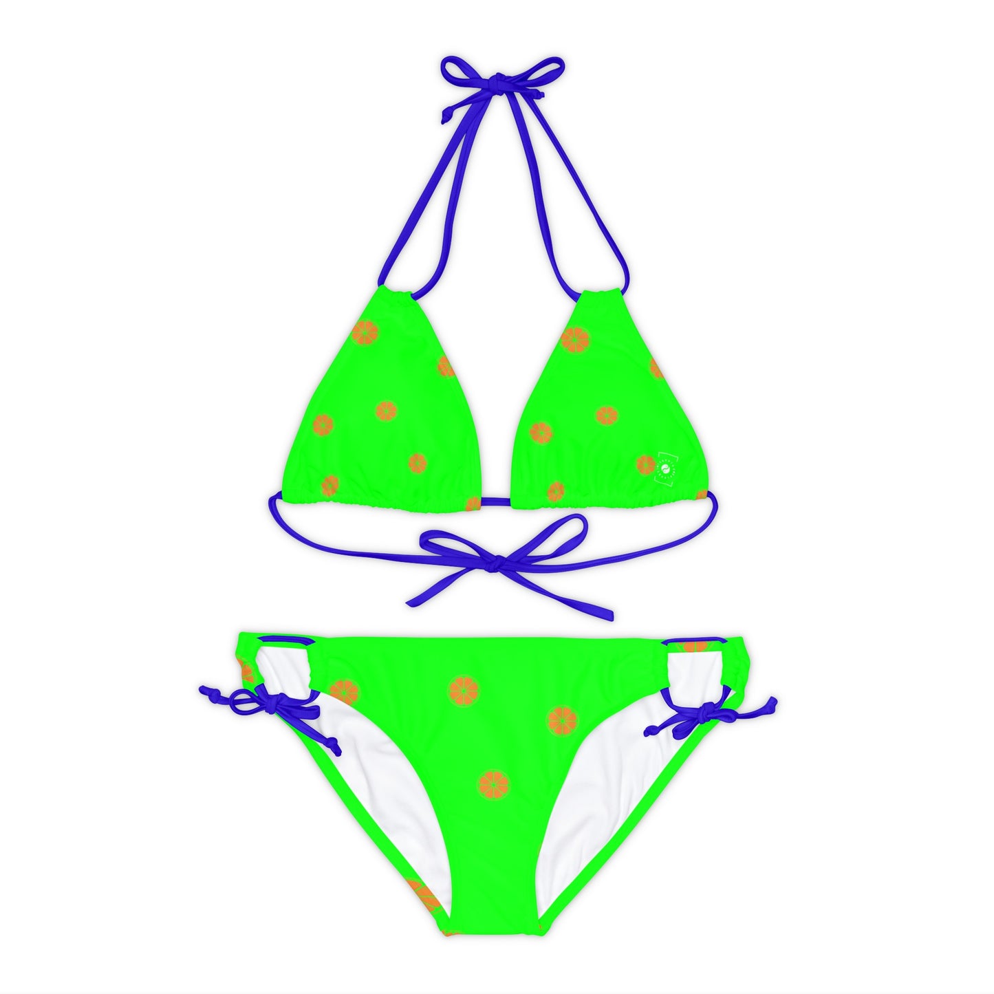 #05FD00 Lime Green + Mandarin - Lace-up Bikini Set